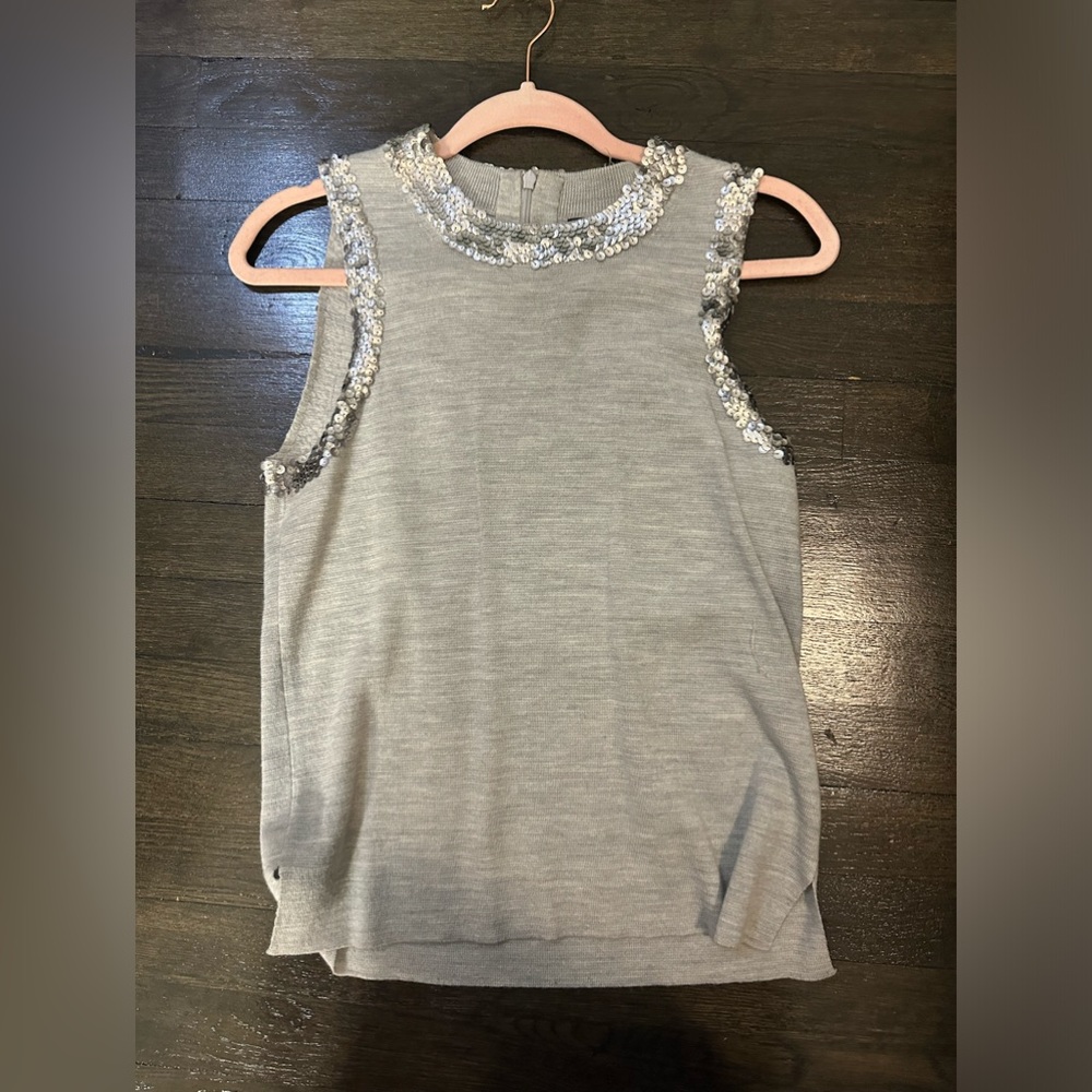 J. Crew sleeveless gray stop with sequin accents size xs